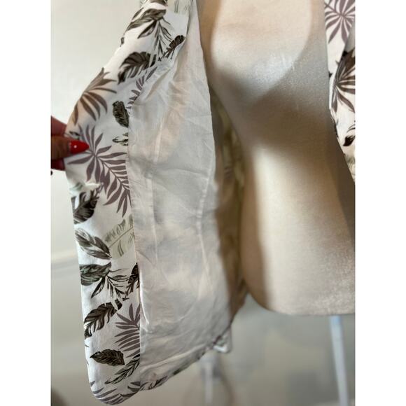 Solitaire women sz L linen blend palm leaf blazer jacket 1073 - Picture 4 of 6